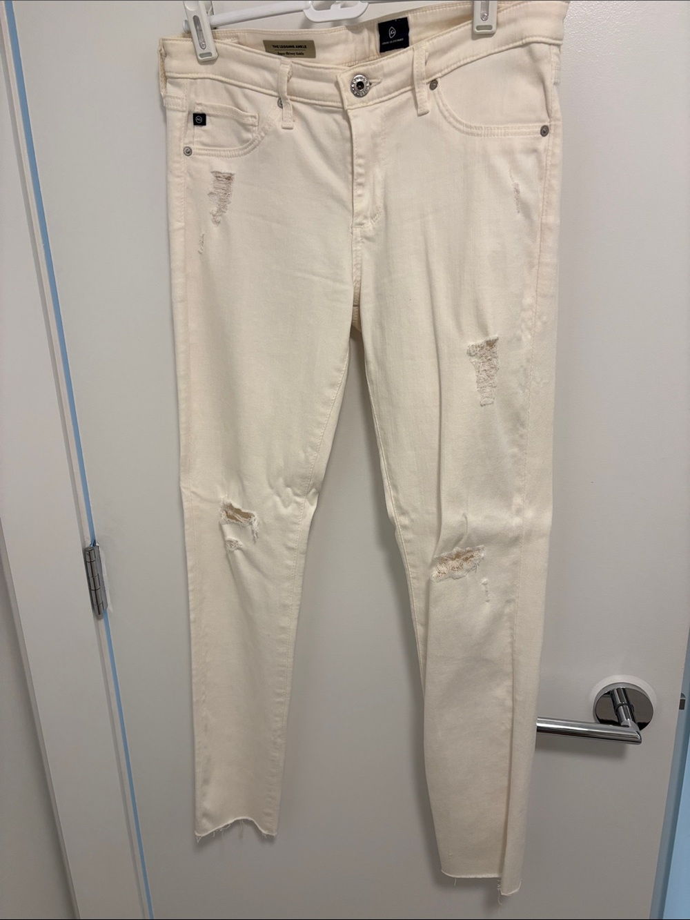 AG The Legging Ankle Super Skinny White Jean Size 28